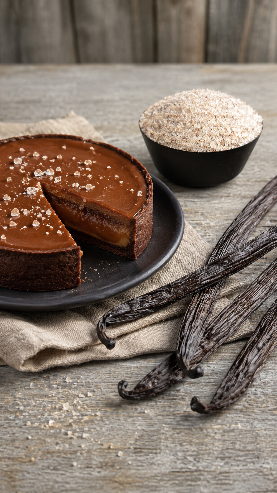 fleur de sel a la vanille et gateau au chocolat